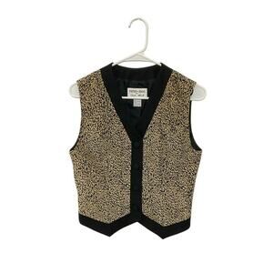 VTG 80s Focus 2000 Charles Glueck Cheetah Print Velvet Vest Sz 6 Small